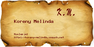 Koreny Melinda névjegykártya